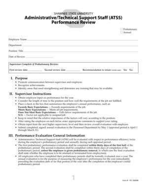 Fillable Online shawnee (ATSS) Performance Review - Shawnee State ...