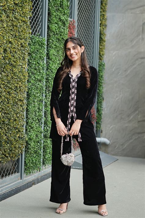 Black Velvet Bead Detailing Coord Set – Charu Kapoor