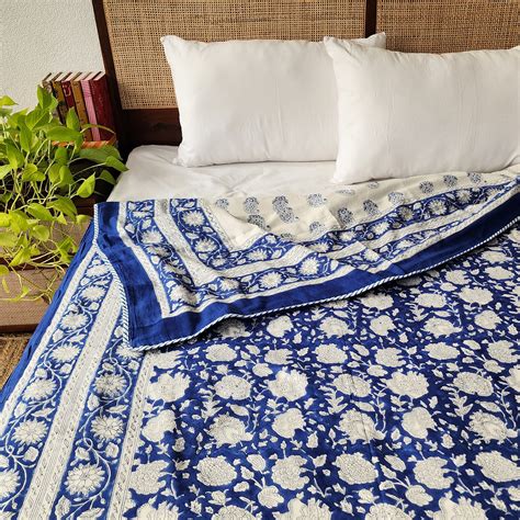 AASHIYAAN - Pure Mul Cotton Hand Block Printed Reversible Dohar Blanke ...