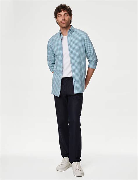 Buy Cotton Rich Gingham Check Oxford Shirt at Marks & Spencer