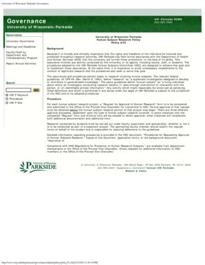 Fillable Online uwp University of Wisconsin-Parkside Human Subject ...