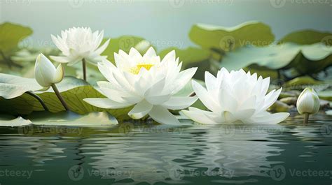 White Lotus Flower in water. AI Generated 33887003 Stock Photo at Vecteezy