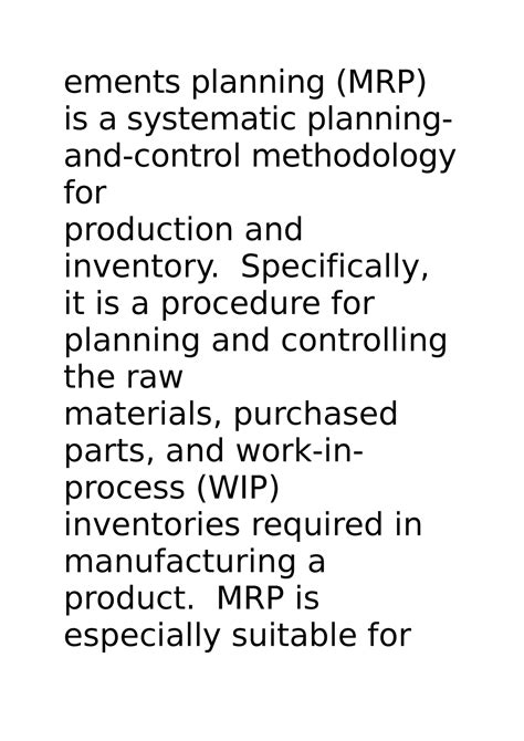 ERP - SDGDGHFH - ements planning (MRP) is a systematic planning- and ...
