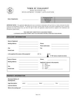 Fillable Online Non-residential development permit - Town of Coalhurst ...