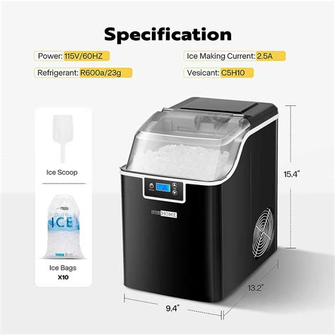 VIVOHOME Nugget Ice Maker Countertop, Portable Pebble Ice Maker Machine ...