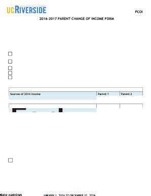 Fillable Online 2016-2017 PARENT CHANGE OF INCOME FORM Fax Email Print ...