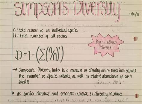 Simpson Diversity Index Worksheets