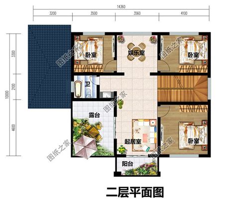 面宽15米大气的农村二层复式户型别墅设计图纸及外观图片_二层别墅设计图_图纸之家