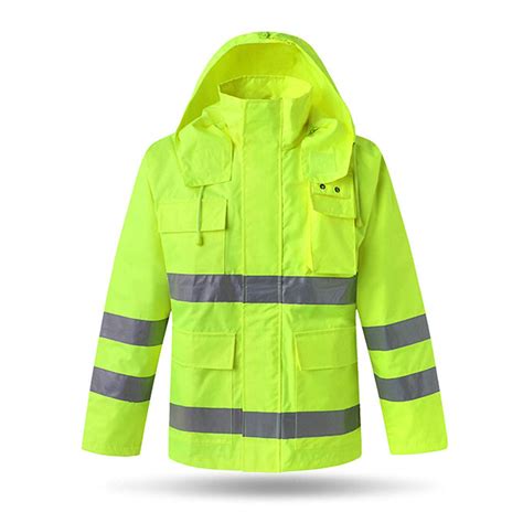 XIAKE High Visibility Rain Jacket with Reflective Strips, Zipper Front ...