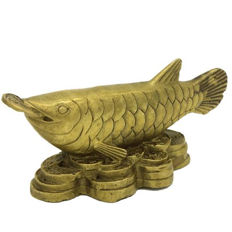 Buy Fengshui Wealth Brass Copper Arowana Fish Statue Figurine Décor ...