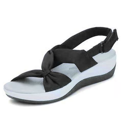 Women's Gray Knotted Slingback Sandals – Lightweight Cushioned Platform ...