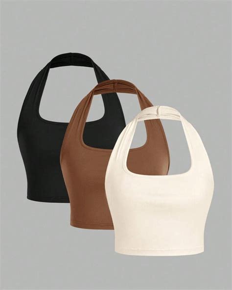 Set Of 3 - Halter Neck Cropped Camisole Top – Littlebox India