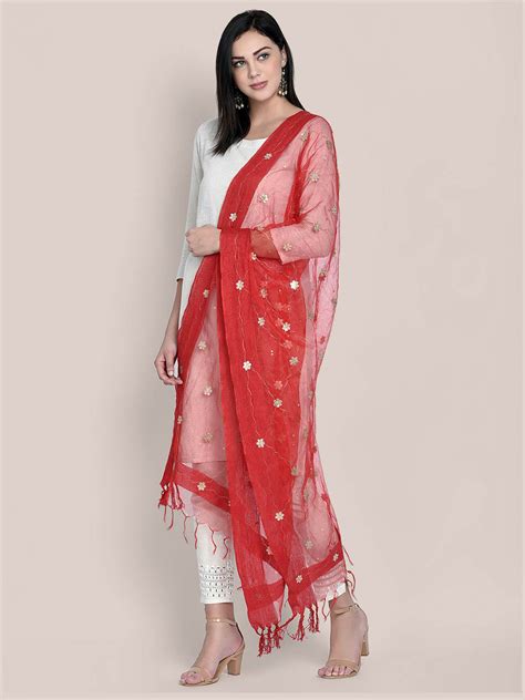 Red Organza dupatta with Gotta Patti Work Dupatta Bazaar