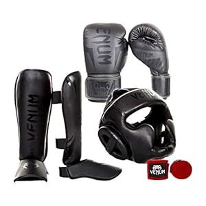 Venum Elite Challenger 2.0 Boxing Gloves Kit - Grey/Grey Gloves, Black ...
