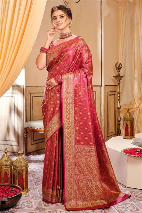 Rani Woven Banarasi Silk Saree – Meena Bazaar