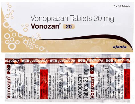 Vonozan 20 Tablet 10 - Uses, Side Effects, Dosage, Price | Truemeds