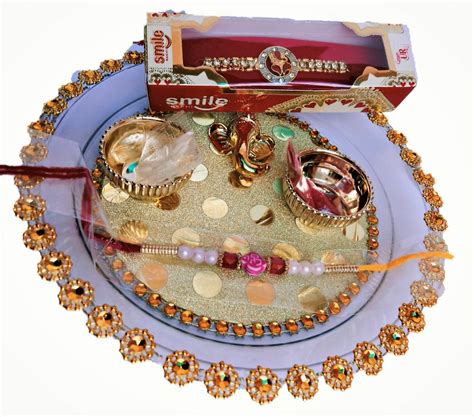 Blossoms Store Plastic Designer Ethnic Acrylic Thali with 2 Rakhi, 1 ...