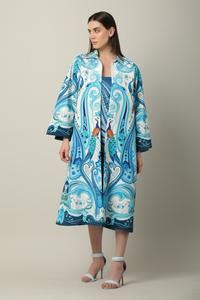 Buy Multi Color Crepe Embroidery Collared Valentia Long Printed Jacket ...