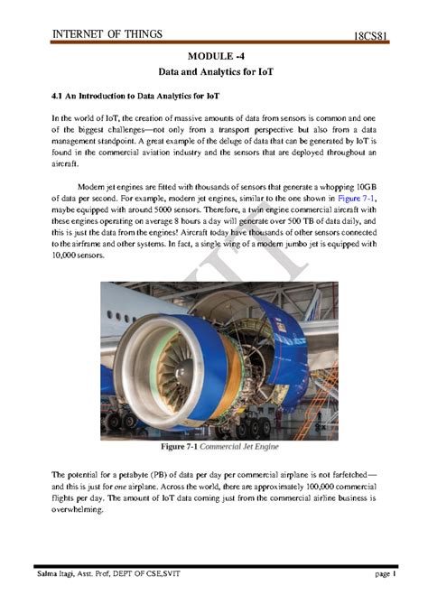 IOT- Module 4 - IOT MOD3 - MODULE - 4 Data and Analytics for IoT 4 An ...