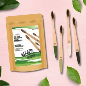 HEARTSEA NAT.ORAL Charcoal- Bamboo Toothbrushes, wax- hand painted ...