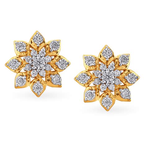 Floral Solitaire Look Diamond Stud Earrings