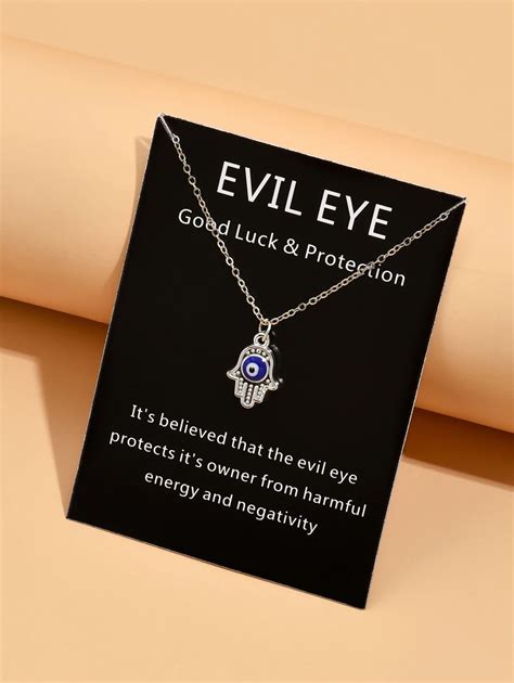 1pc Minimalist Oil Drop Devil's Eye Palm Pendant Necklace For Women ...