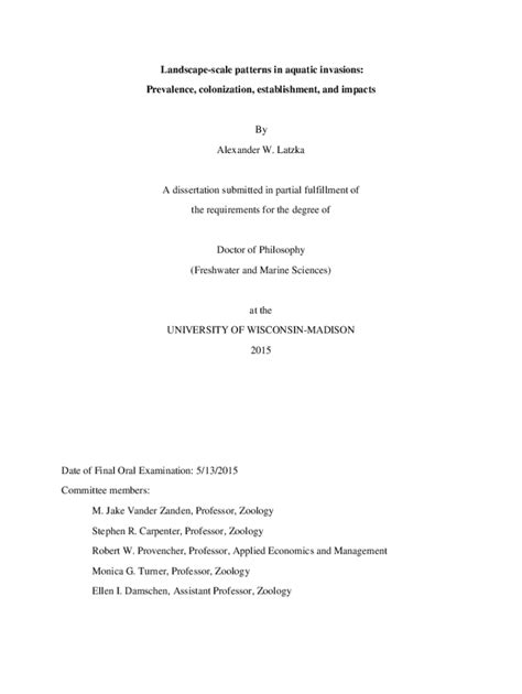 Fillable Online Landscape-scale Patterns in Aquatic Invasions ...