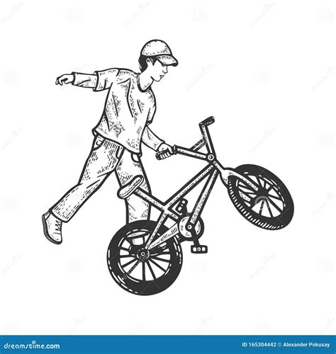 BMX Bike Sport Bicycle Sketch Engraving Vector Stock Vector - Illustration of drawing, motocross ...