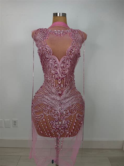 Custom Pink Rhinestone Birthday Dress - Etsy