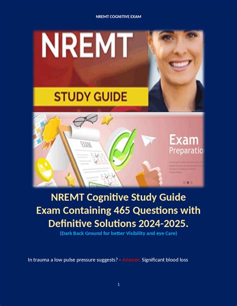 NREMT Cognitive Study Guide Exam-2 | Exams Nursing | Docsity