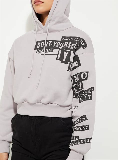 Buy ALAYA F x URB_N Women Printed Crop Sweatshirt with Hood Online at ...