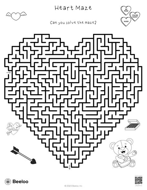 Free printable heart maze, Download Free printable heart maze png ...