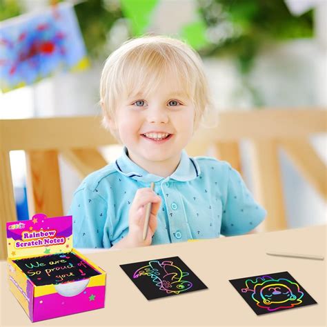 Buy pigipigi Scratch Notes Art for Kids - 125 Mini Rainbow Scratch ...