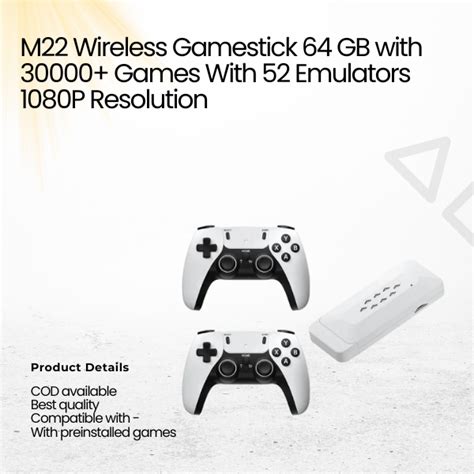 M22 Wireless Gamestick 64 GB with 30000+ Games With 52 Emulators 1080P ...