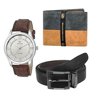 Walrus Men's Leather Belt, Wallet, and Watch Gift Combo for Men ...