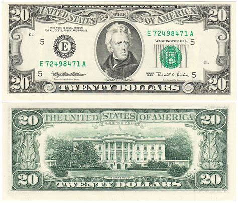 Money Engraving: Two Twenty Dollars Bill with White House