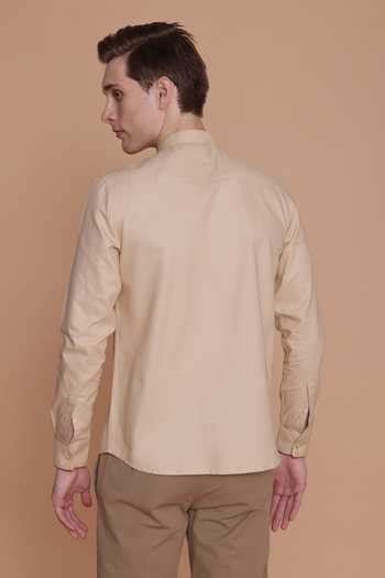 Buy Beige Cotton Embroidery Floral Shirt For Men by Lacquer Embassy ...