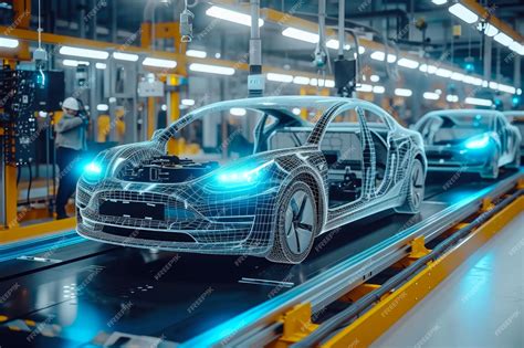 Premium Photo | NextGen Automotive Production Futuristic Robotic Assembly Line Stats