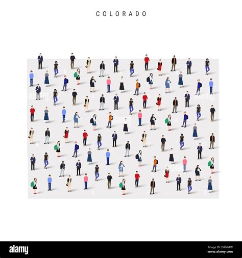 Colorado US state population map. Large group of people. Flat vector ...