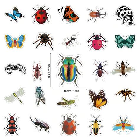 120PCS Insect Stickers Vinyl Aesthetics Stickers For Scrapbooking ...
