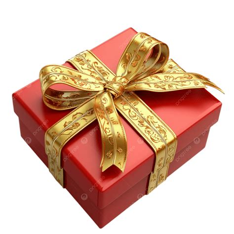 Beautifully Wrapped Red Gift Box With A Golden Ribbon Creating Festive ...