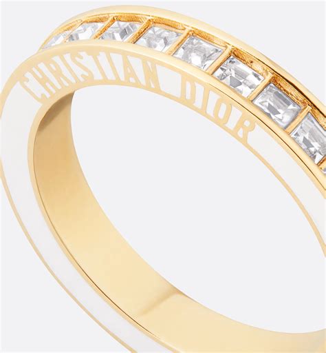 Anillo Dior Night Code Metal dorado con cristales blancos y esmaltado ...