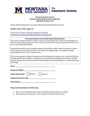 Fillable Online UGC Student Representative Application - Montana State ...