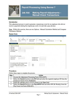 Fillable Online helpdesk ws Making Payroll Adjustments-Manual Check ...