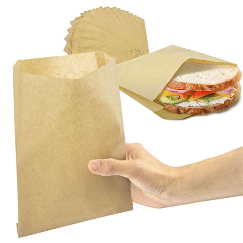 Fit Meal Prep 8.5 x 6 Inch Kraft Dry Wax Paper Sandwich Bags - Brown ...