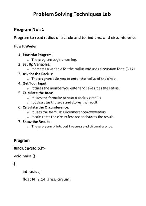 Problem Solving Techniques Lab(1-20) - Problem Solving Techniques Lab ...