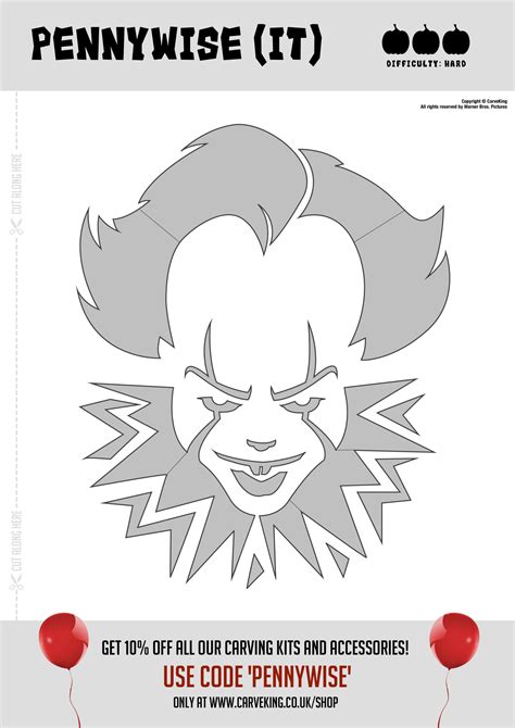 IT: Pennywise (Free Pumpkin Stencil - Pumpkin Pattern - Pumpkin ...