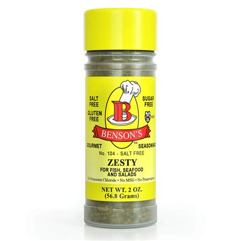 Zesty Lemon & Herb Salt Free Seasoning 2 oz. Bottle - Benson's Gourmet ...