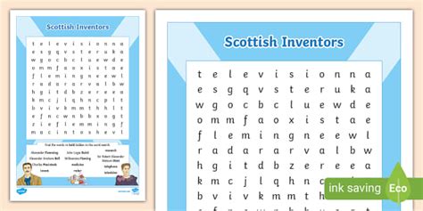 * NEW * Scottish Inventors Word Search (teacher made)