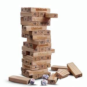 Buy Wishluck Wooden Tumbling Tower Game – Indoor Stacking Puzzle Blocks ...